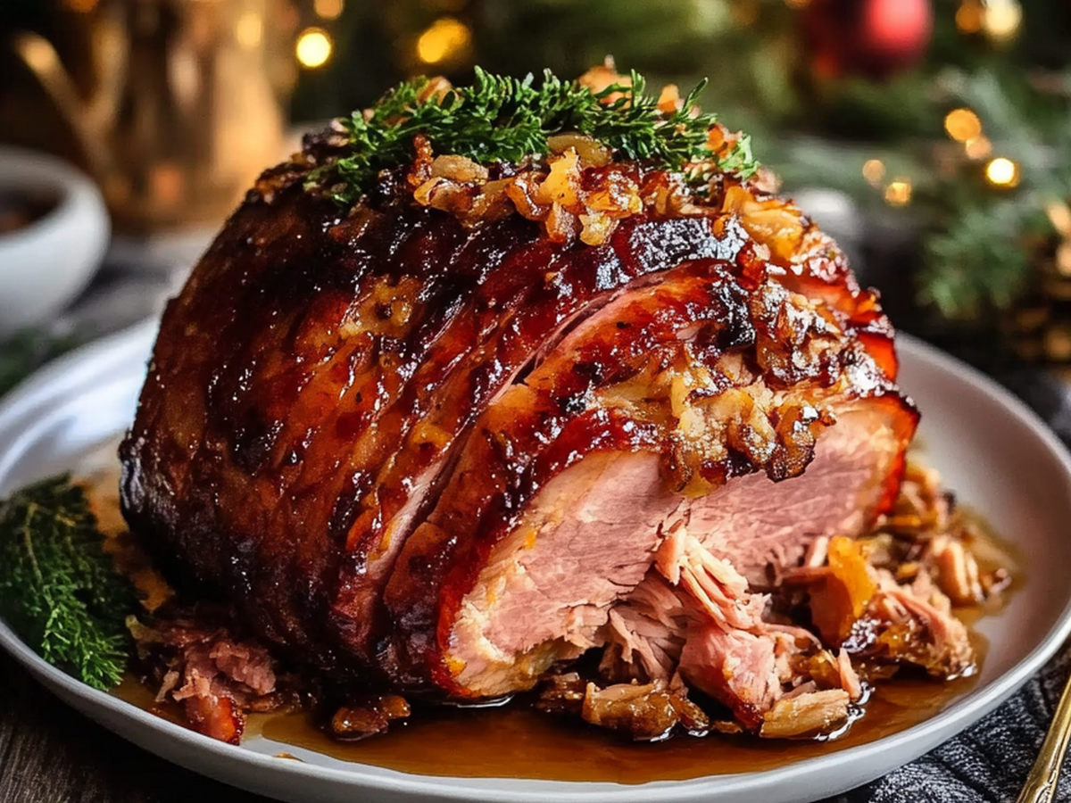 Slow Cooker Ham with Brown Sugar Honey Glaze