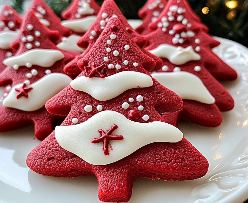 Red Velvet Christmas Tree Cookies