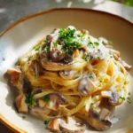 Creamy mushroom pasta recipe with garlic butter