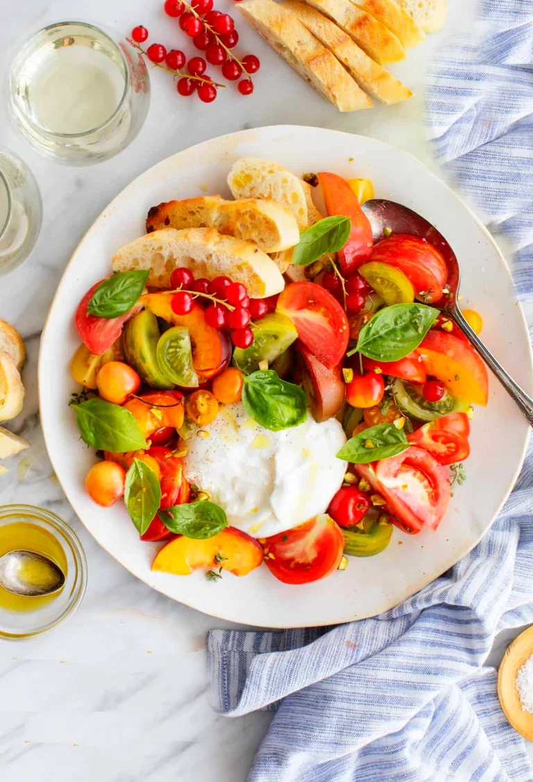 Easy burrata salad recipe with fresh herbs