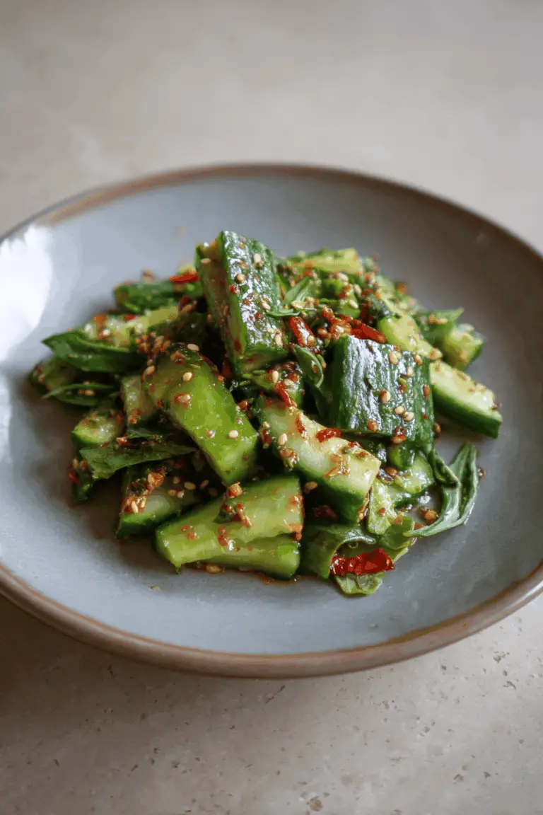 Easy Asian cucumber salad recipe with sesame
