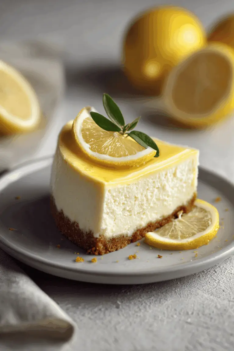 Easy lemon cheesecake recipe with creamy filling