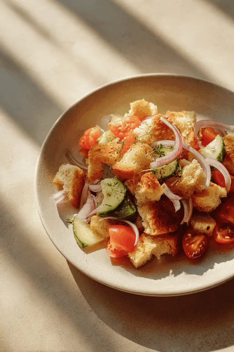 Easy panzanella salad recipe with fresh veggies