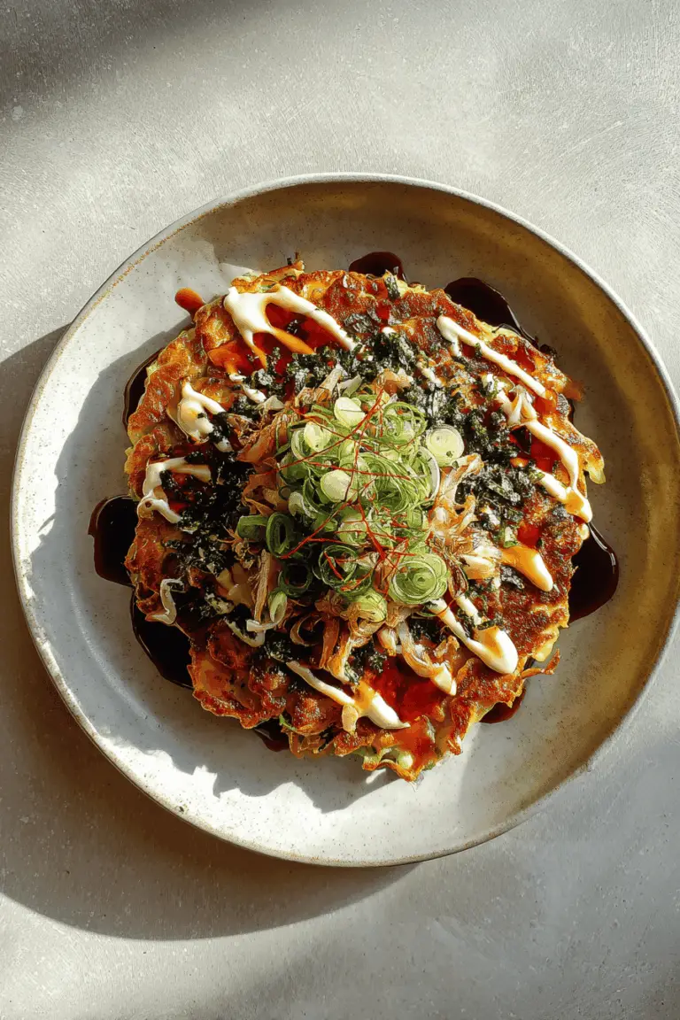 Easy okonomiyaki recipe for a savory Japanese pancake