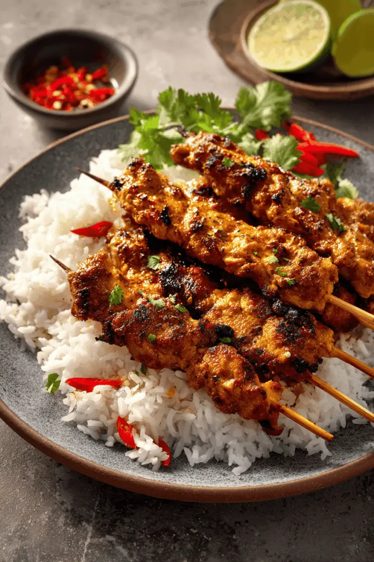 Easy chicken satay recipe with peanut sauce