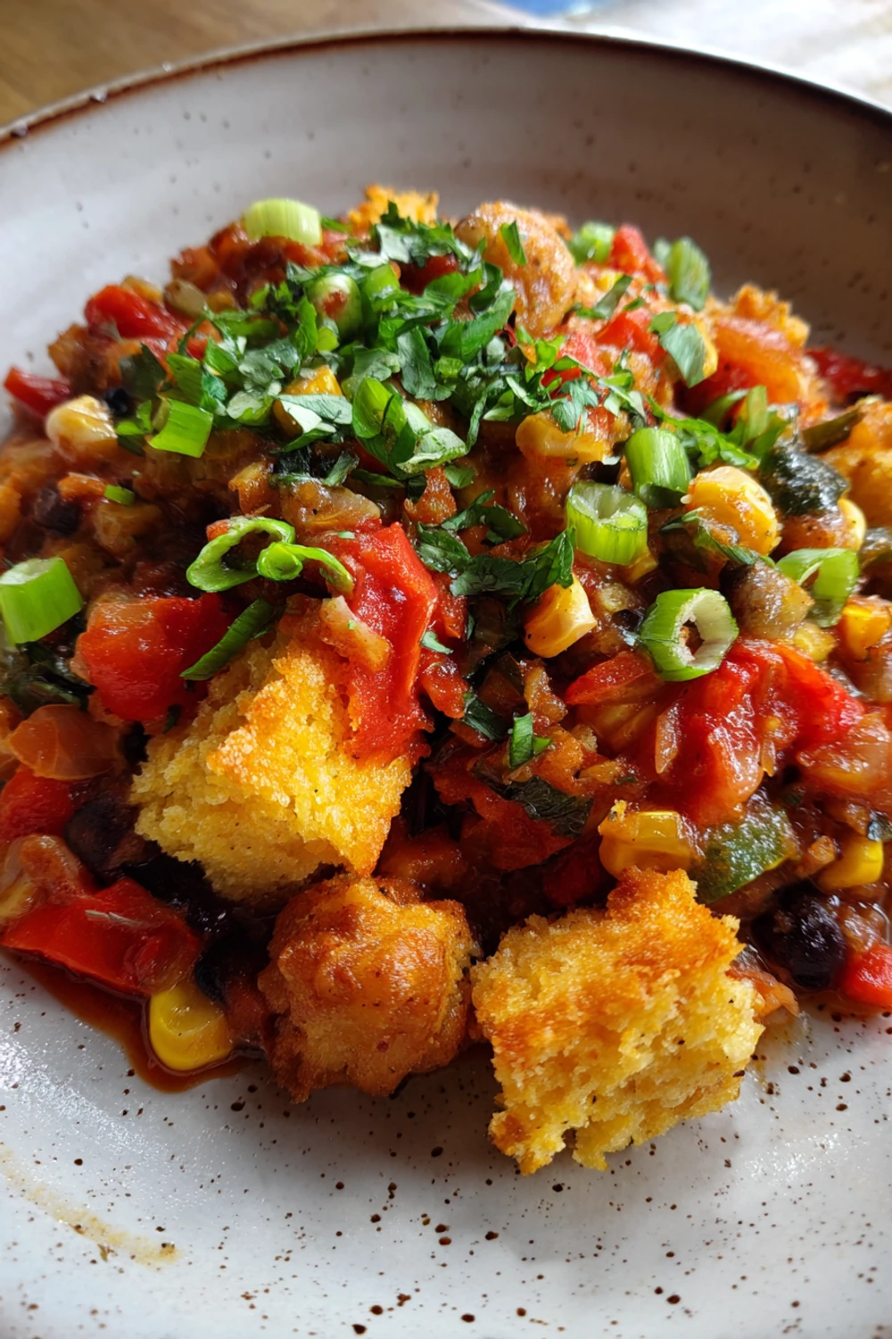 Roasted Vegetable Chili With Cornbread Recipe recipe