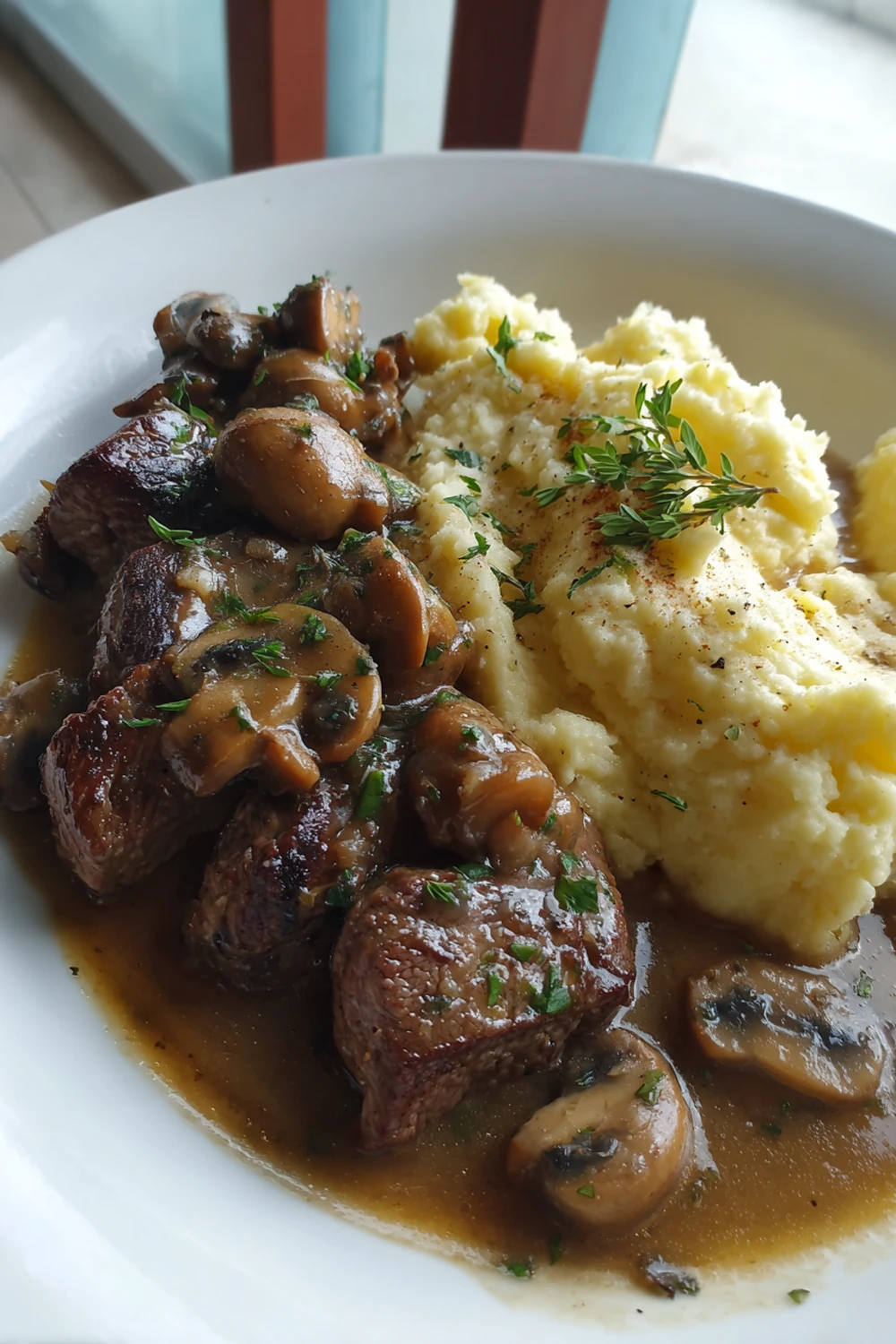 Steak Marsala With Cauliflower Mash recipe