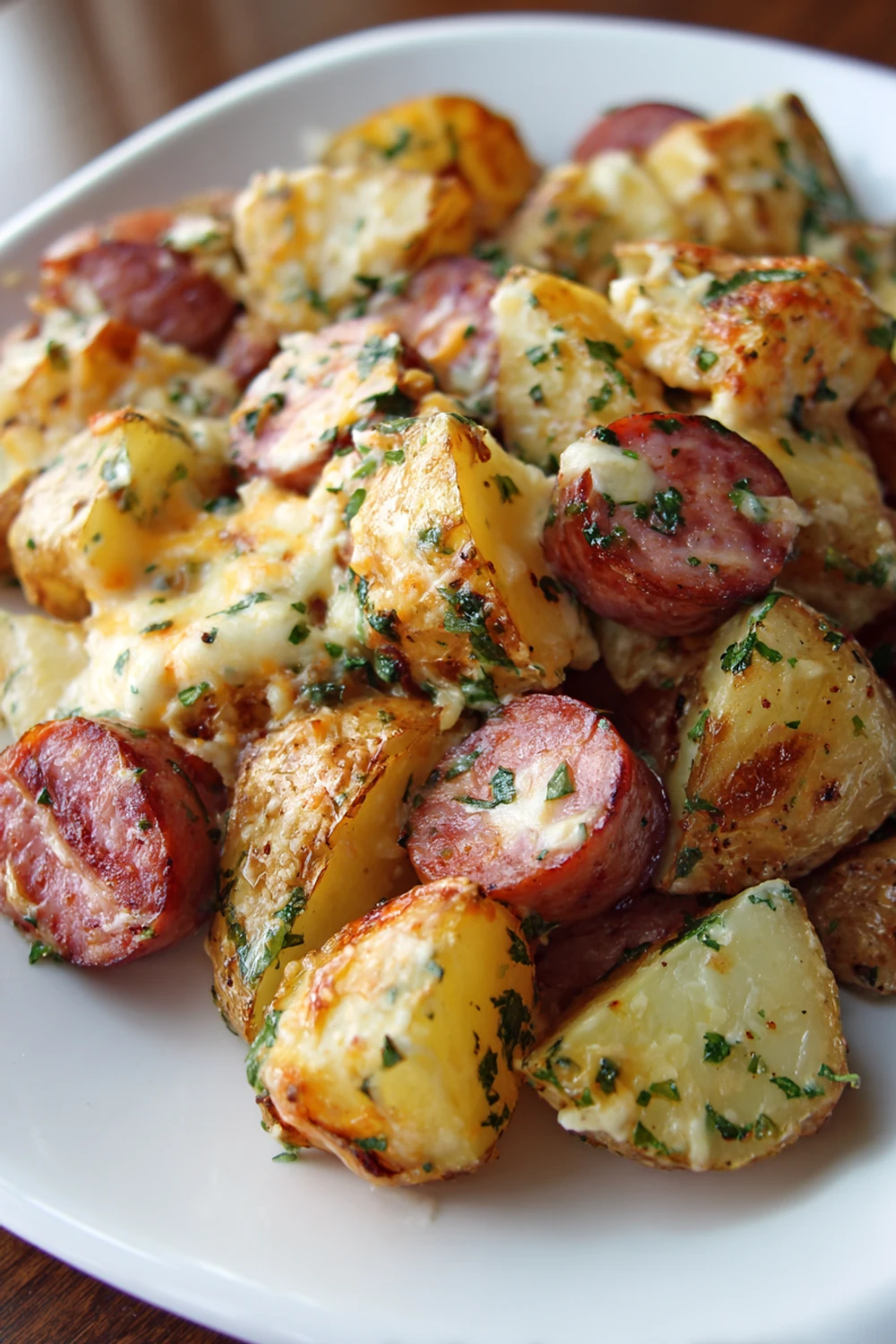 Cheesy Ranch Potatoes and Smoked Sausage Skillet recipe