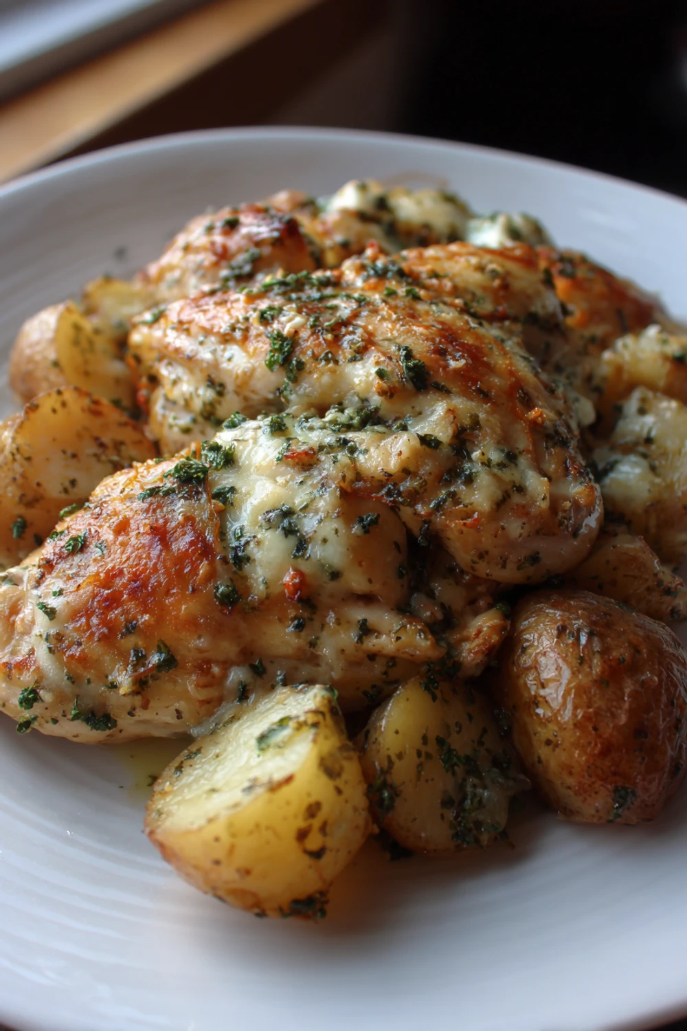 Easy Garlic Parmesan Crockpot Chicken and Potatoes recipe