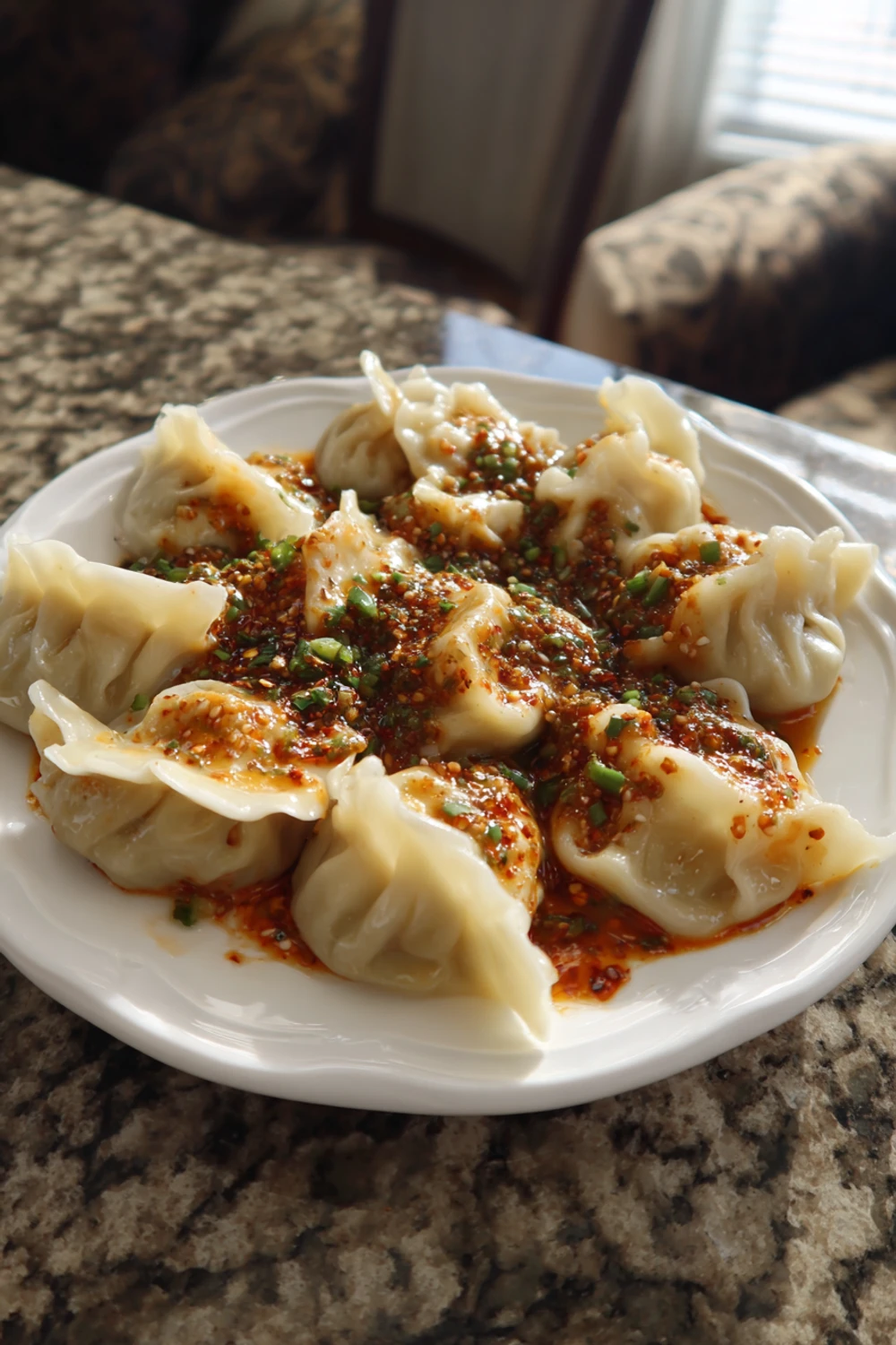 15-Minute Dumplings with Peanut-Chili Sauce recipe