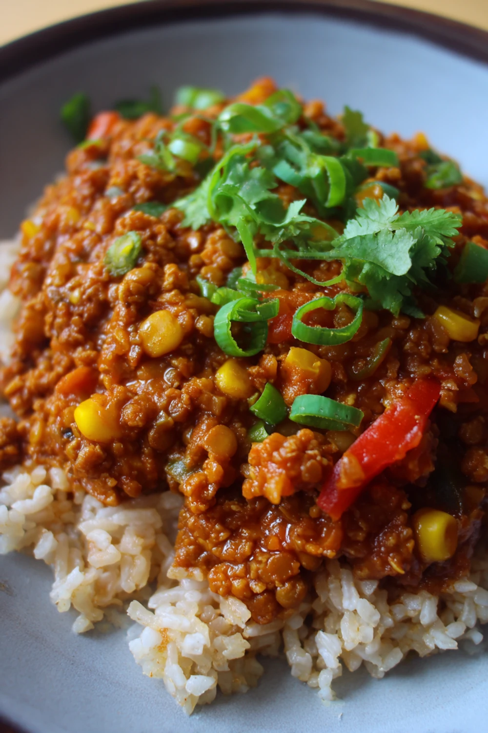 Lentil and Rice Enchilada Chili Recipe recipe