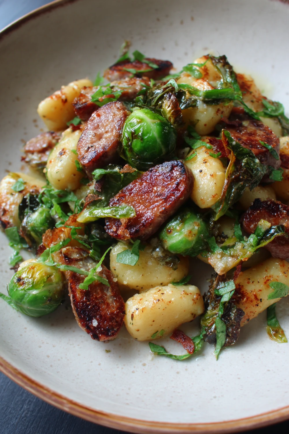 Sheet Pan Gnocchi Sausage Brussels Sprouts recipe