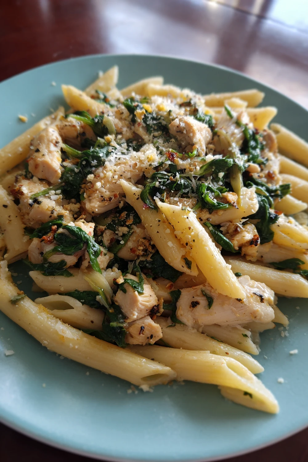 Chicken Spinach Skillet Pasta with Lemon Parmesan recipe
