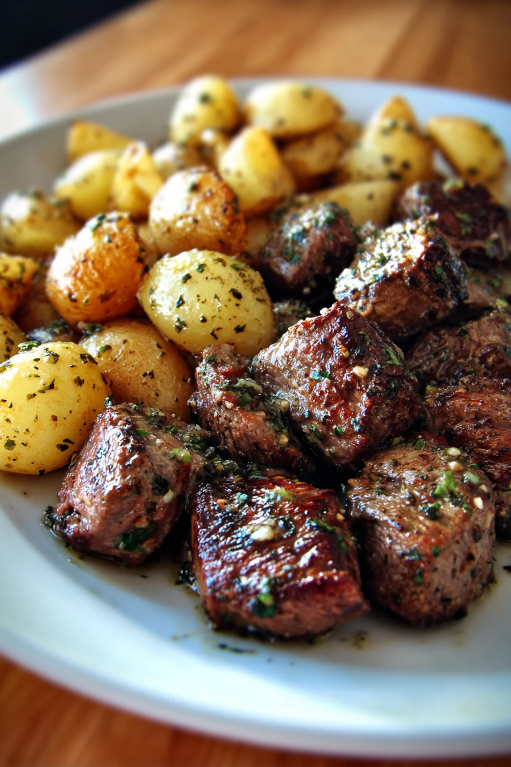 Garlic Butter Steak Bites and Potatoes recipe