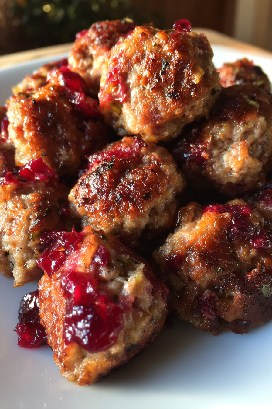 Sausage Stuffing Bites With Cranberry Sauce recipe
